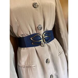 Vintage elastic belt in navy blue, size M